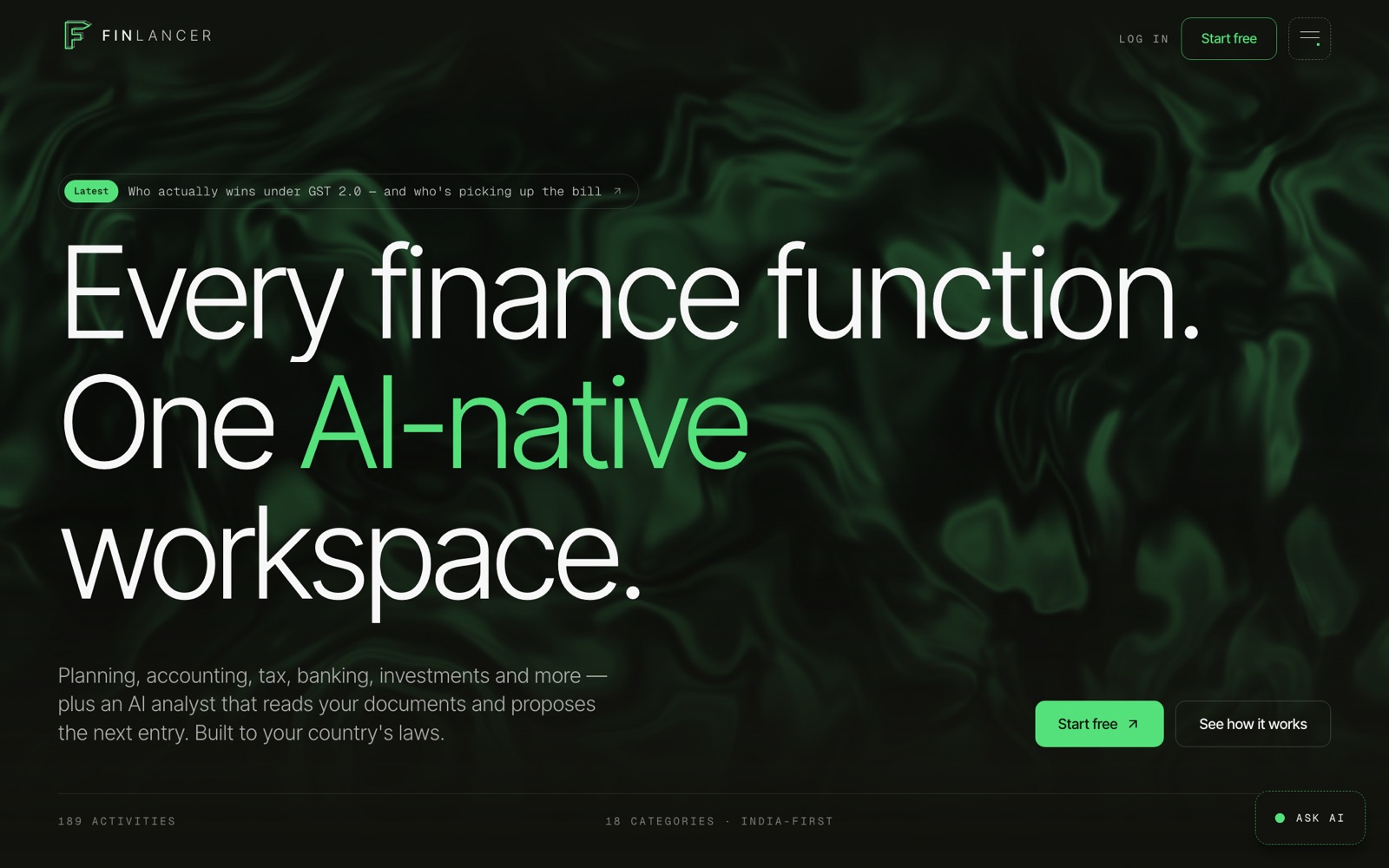 The FinLancer homepage